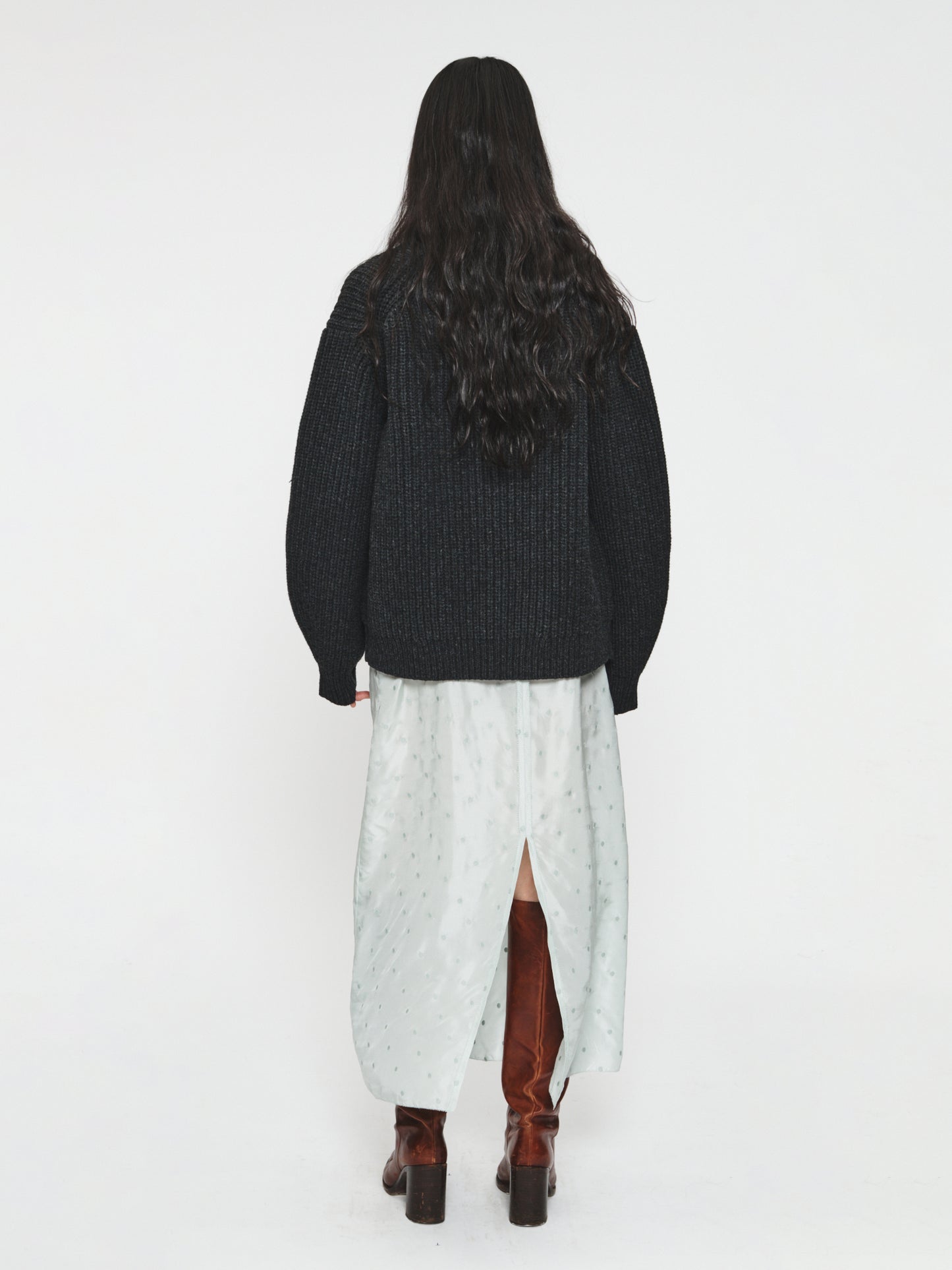 Fisherman Rib Cardigan Charcoal
