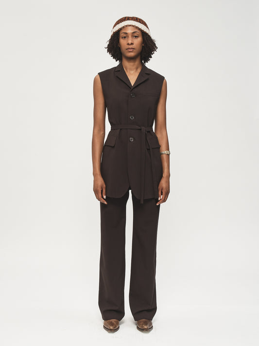 Sleeveless Blazer Brown