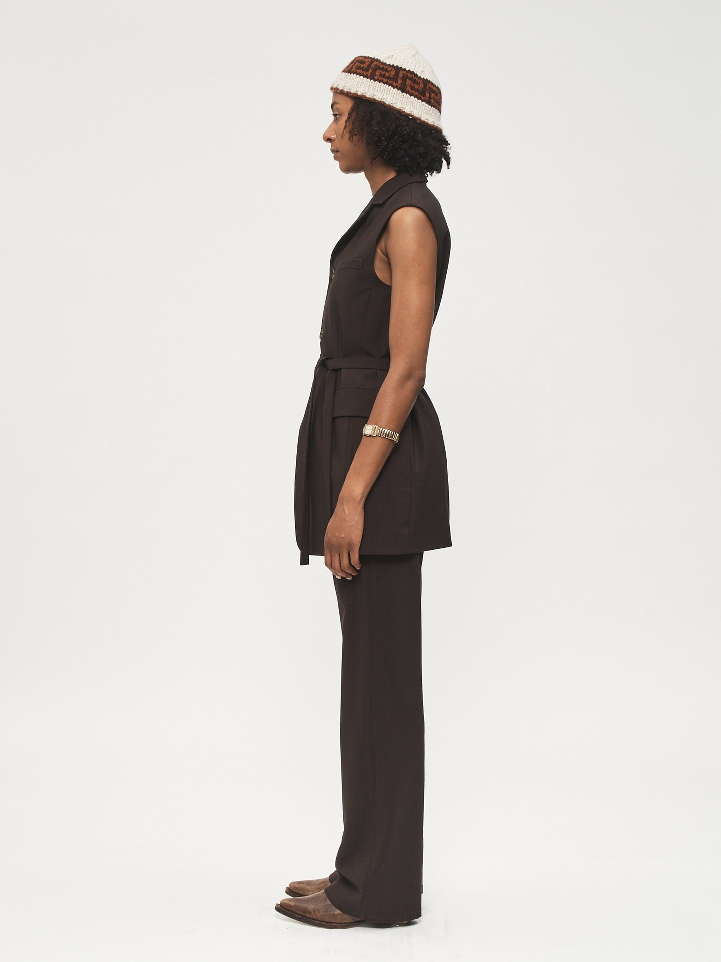 Sleeveless Blazer Brown