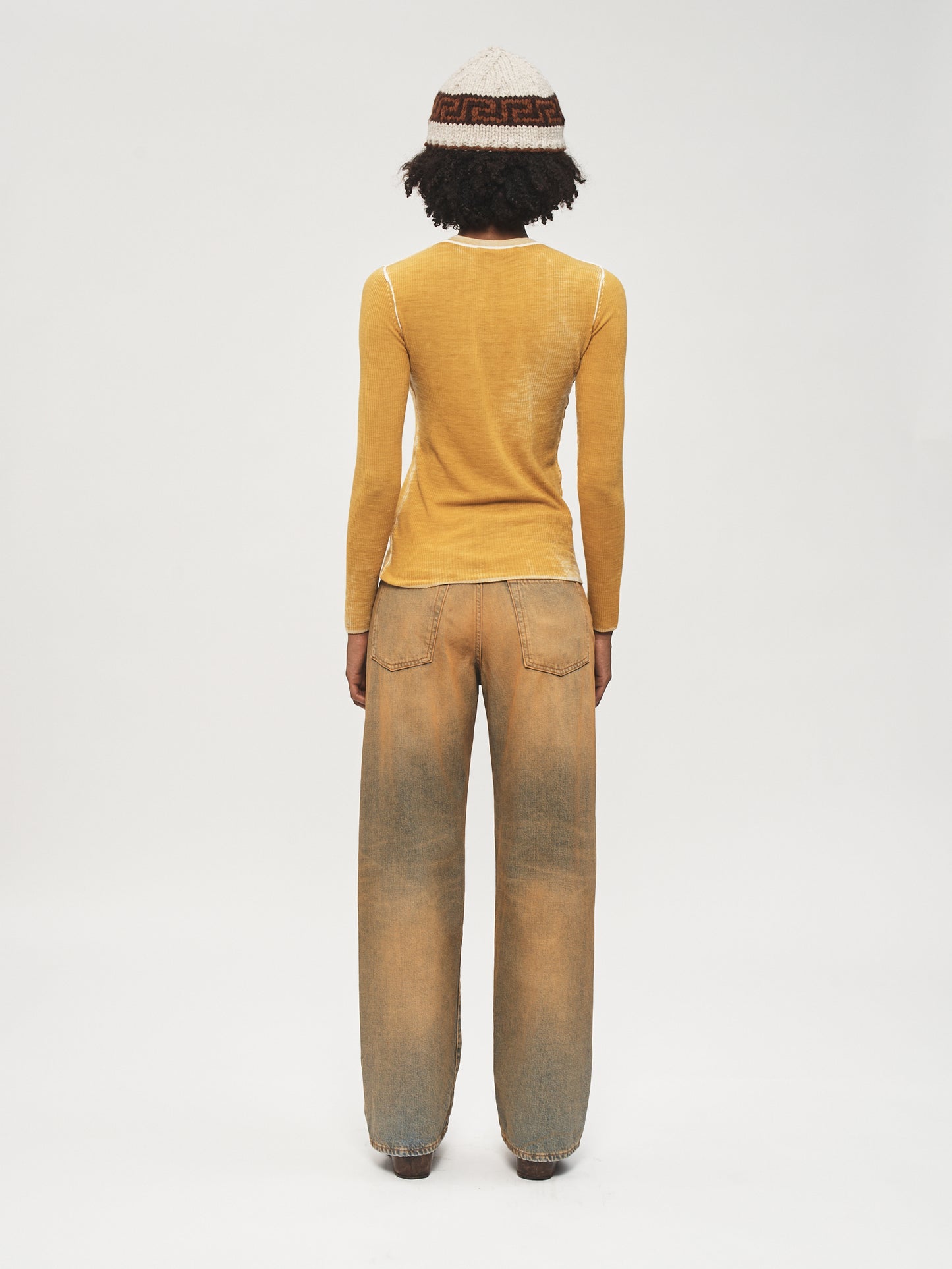 Printed L/S Crew Marigold