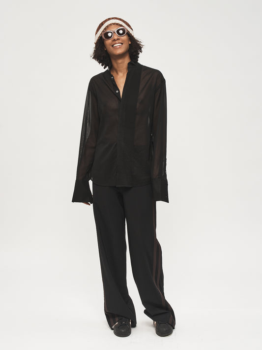 Micro Pleat Formal Shirt Black