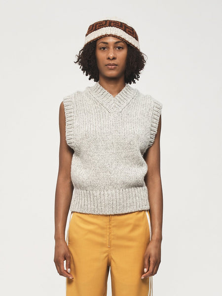 Hand Knit Vest Heather Grey – 6397