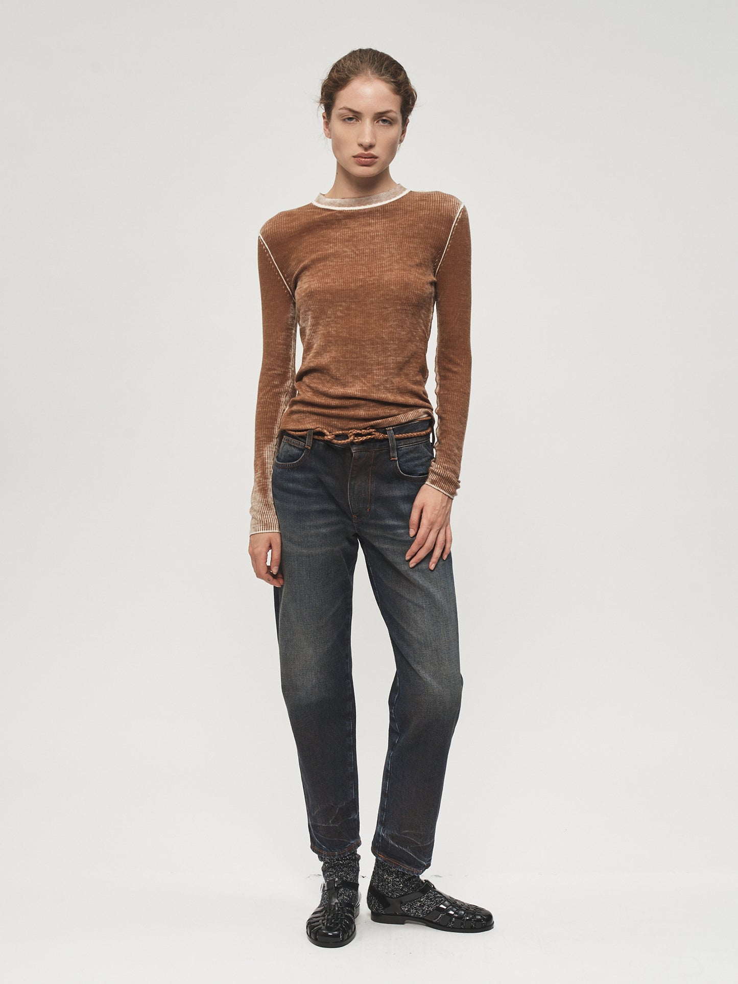 Printed L/S Crew Desert