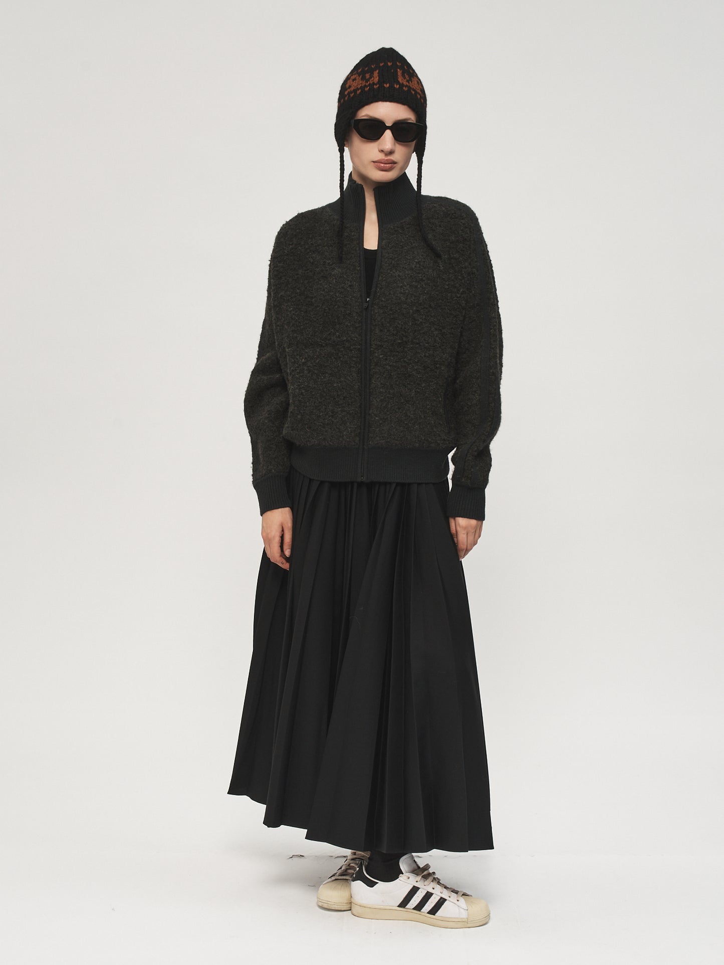 Track Zip Up Sweater Mud