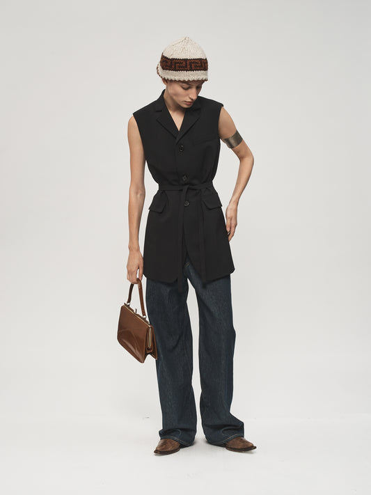 Sleeveless Blazer Charcoal