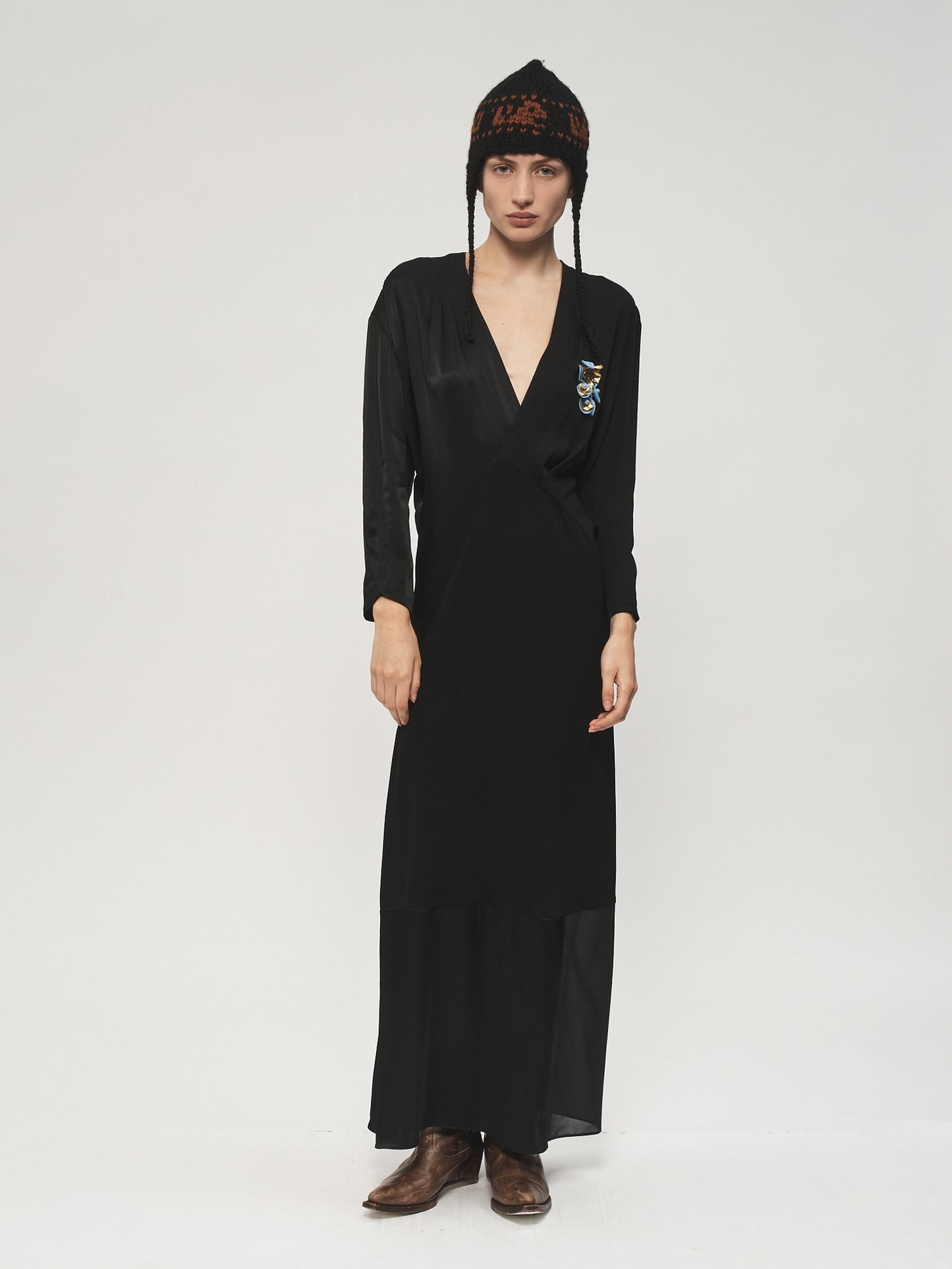 Long Patchwork S-Curve Black