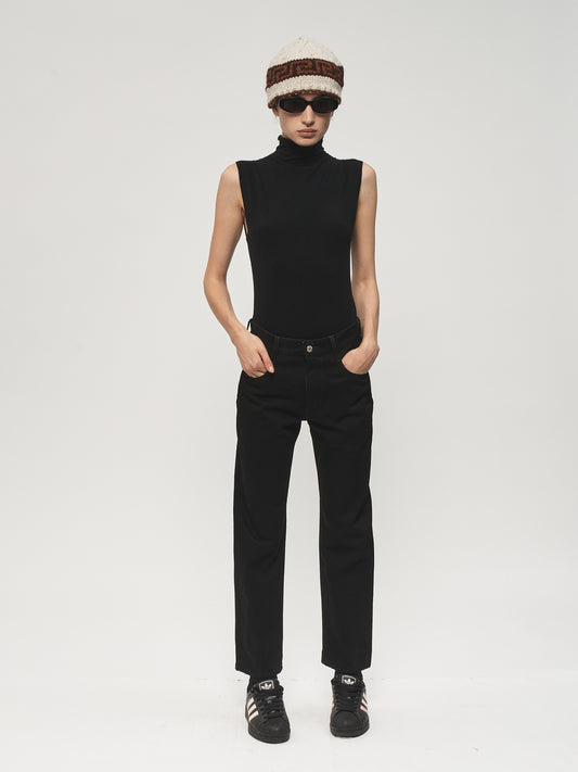 Roll Neck Tank Black