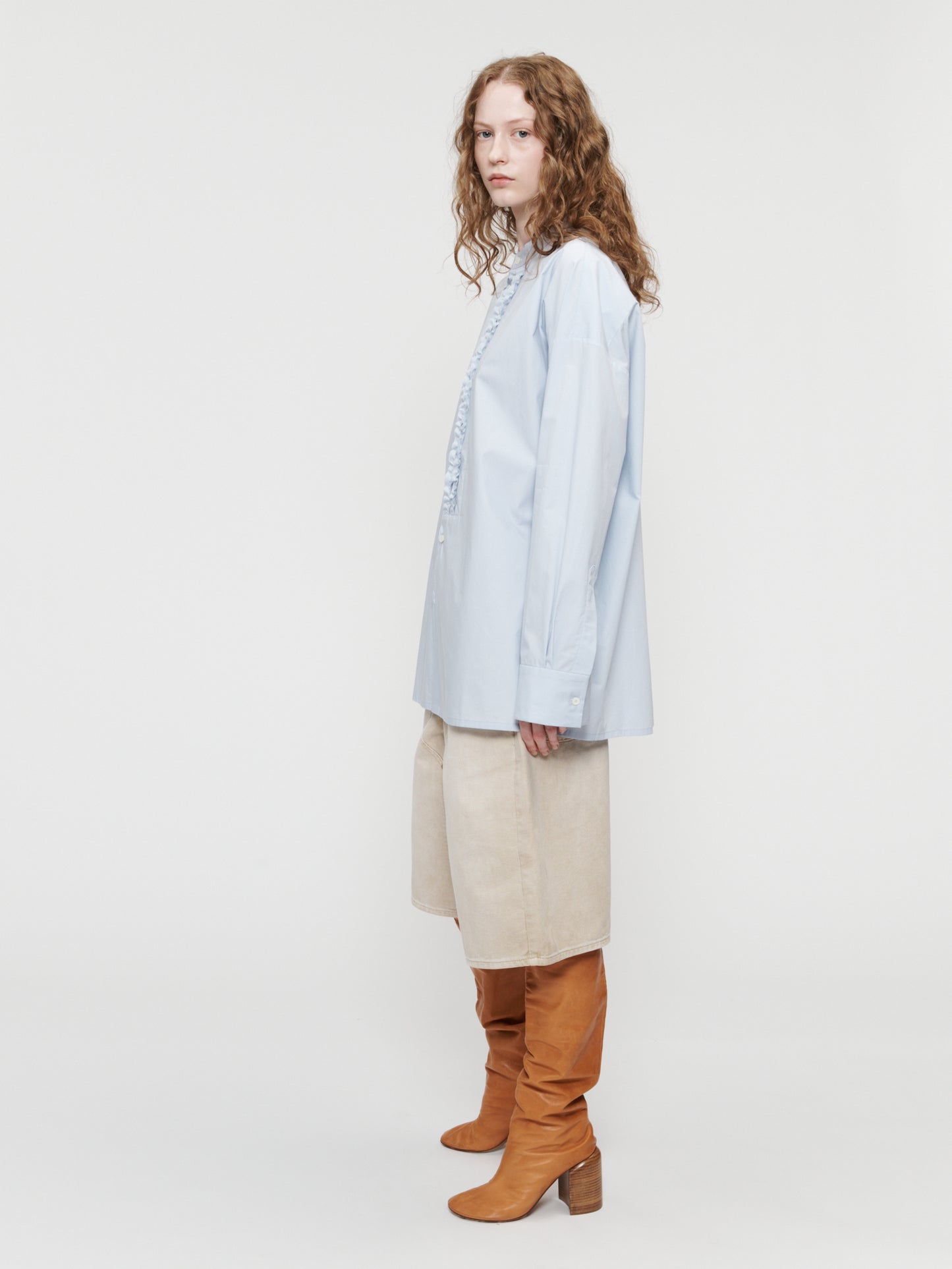 Minimalist Tuxedo Shirt Faded Blue