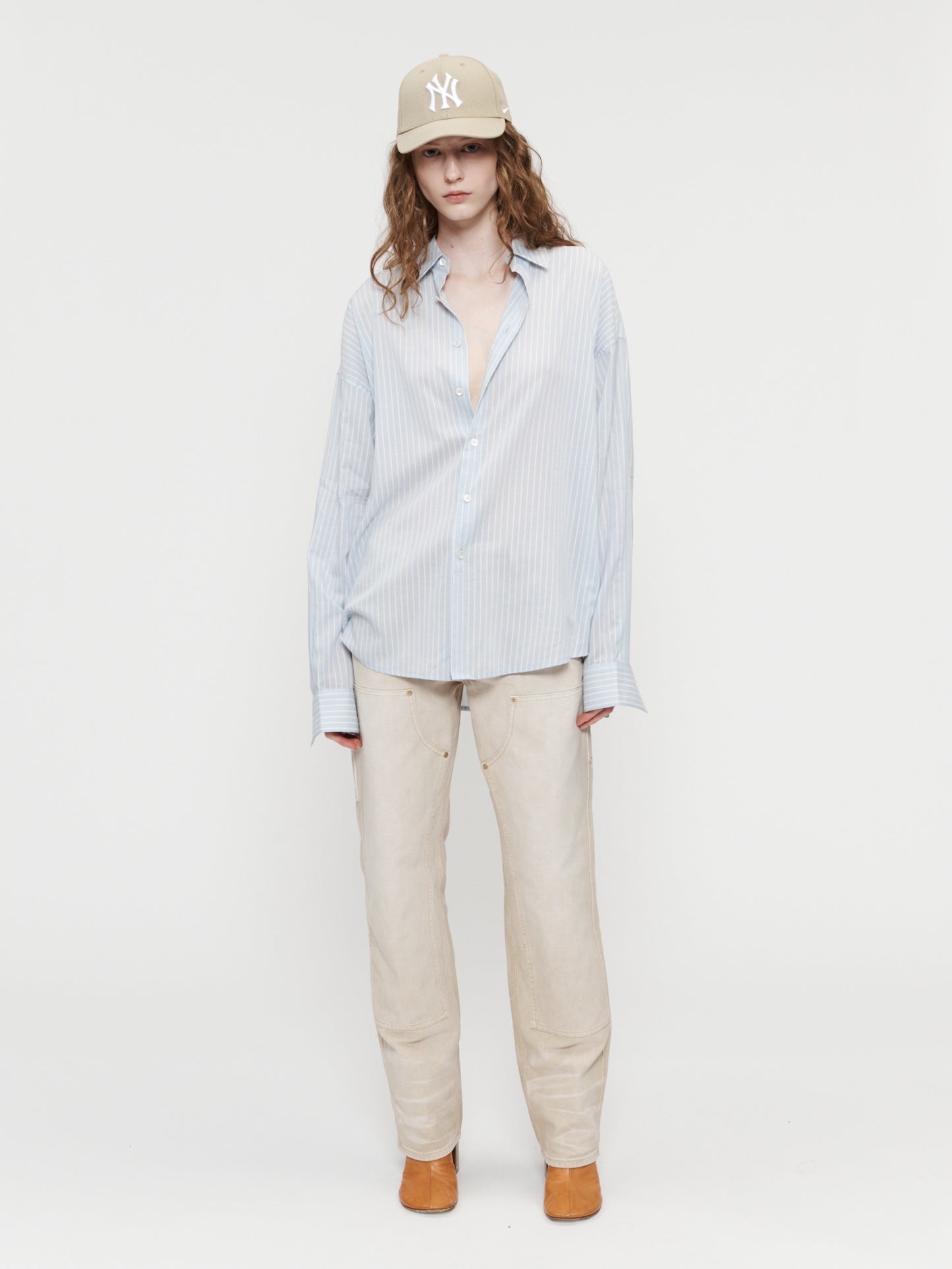 Ribbon Stripe Uniform Shirt Blue