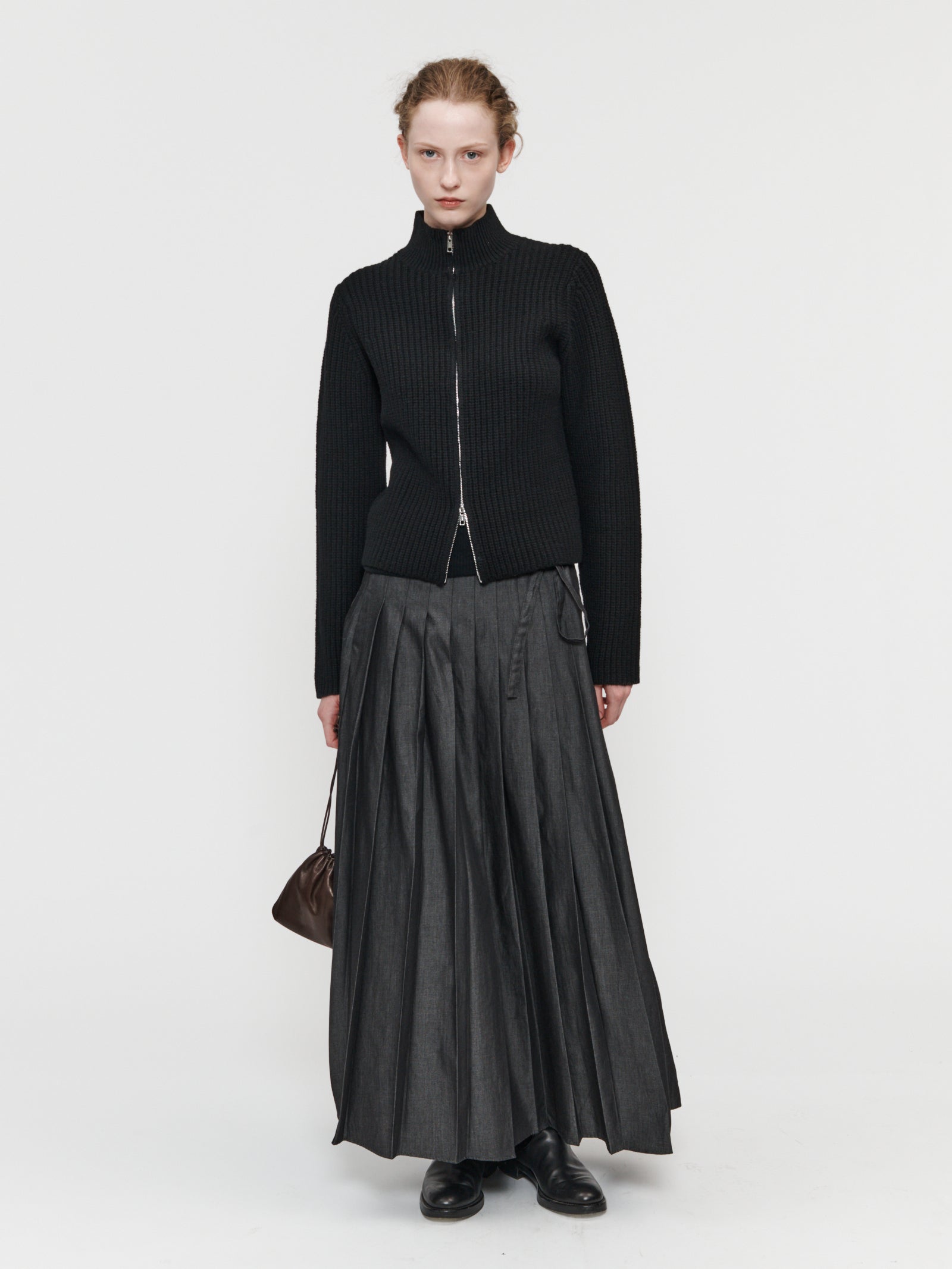 High Neck Zip Up Black