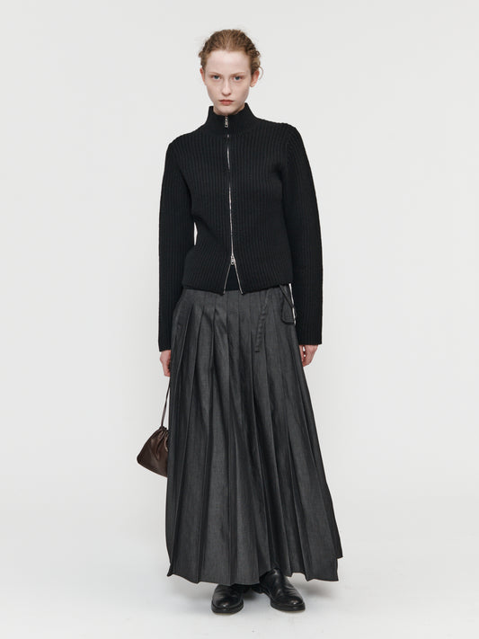 High Neck Zip Up Black