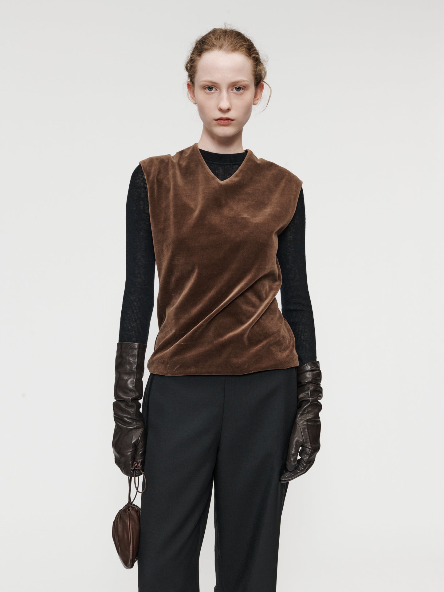 Twisted Velour Vest Mink