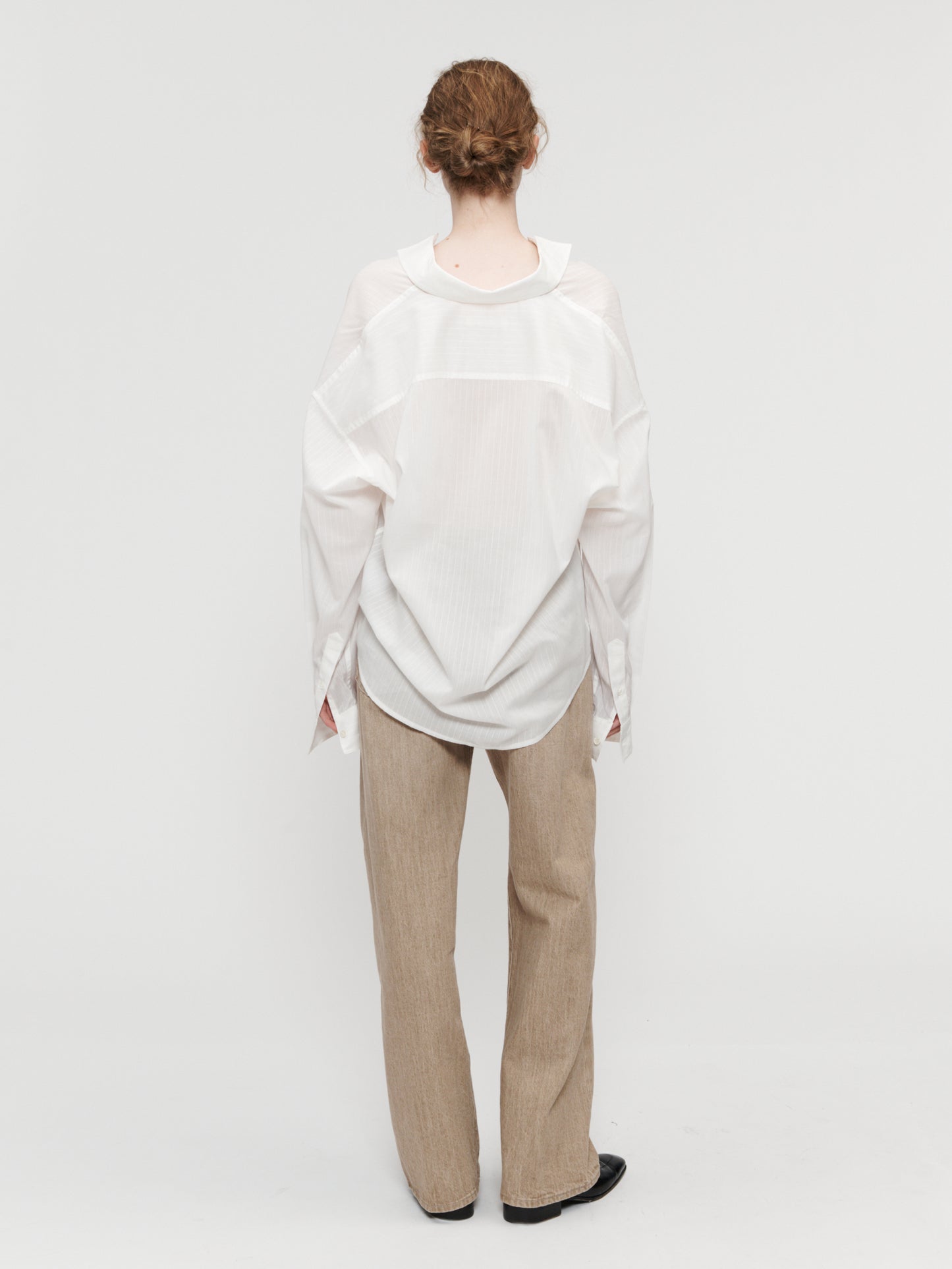 Ribbon Stripe Uniform Shirt White