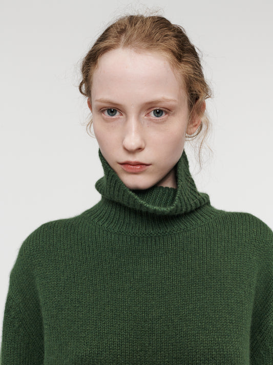 High Neck Long Sleeve Forest Green