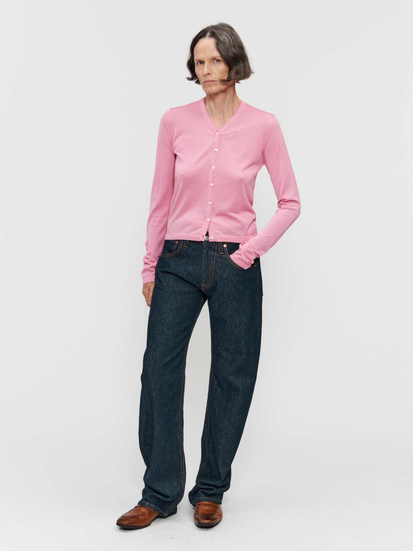 Contrast Stitch Cardigan Pink Panther