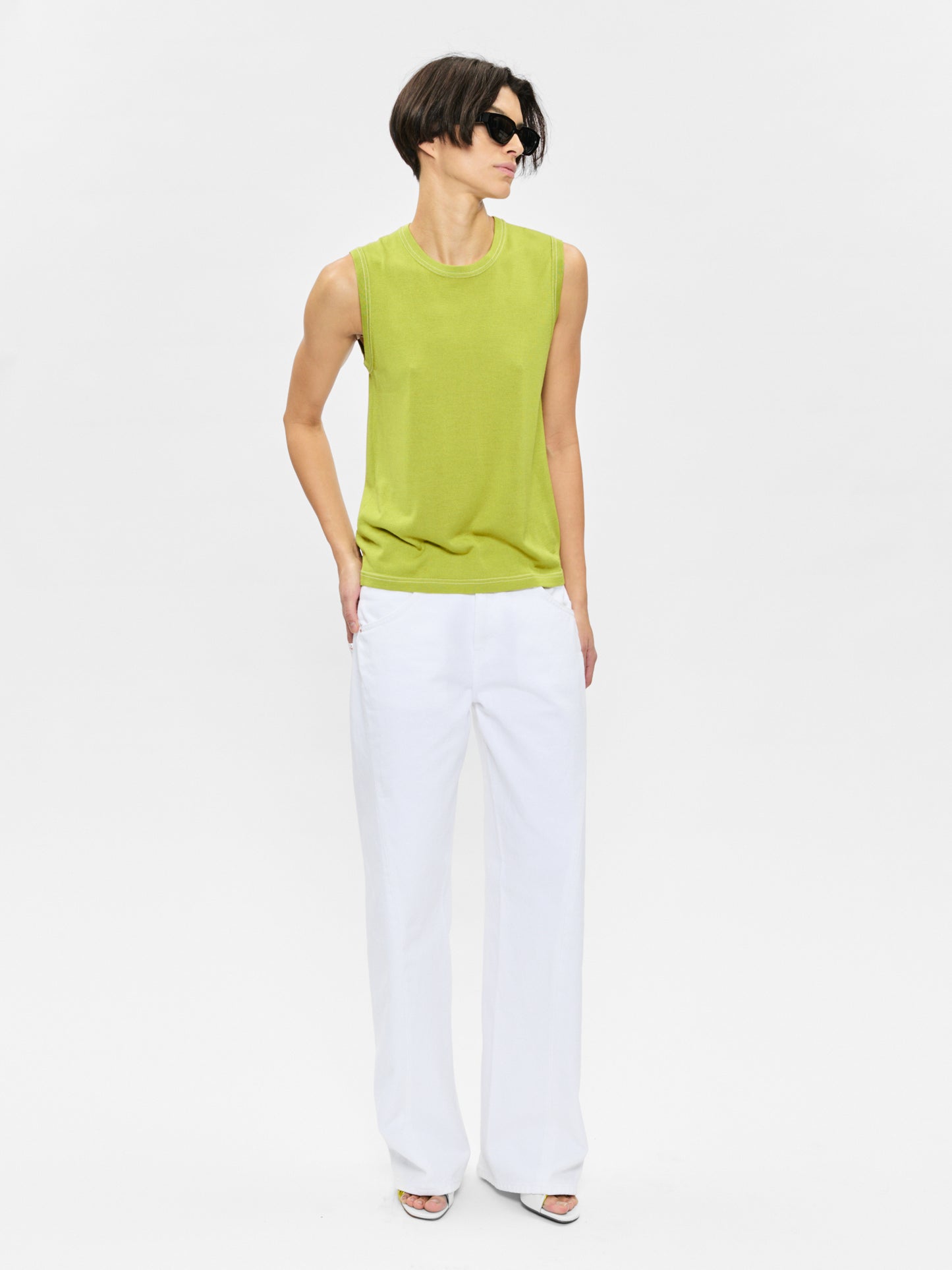 Contrast Stitch Shell Asparagus