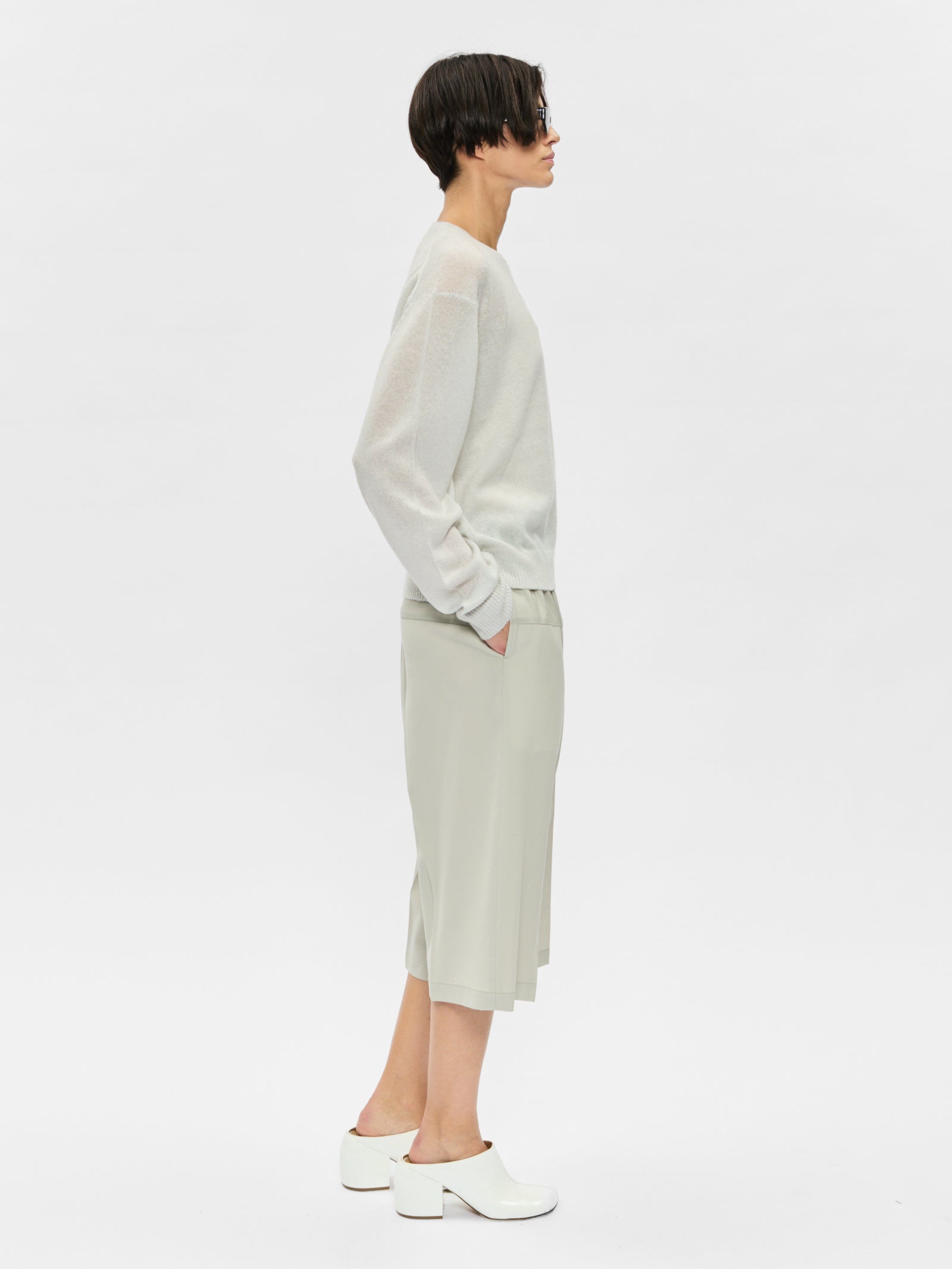Sheer Crew Neck Stone