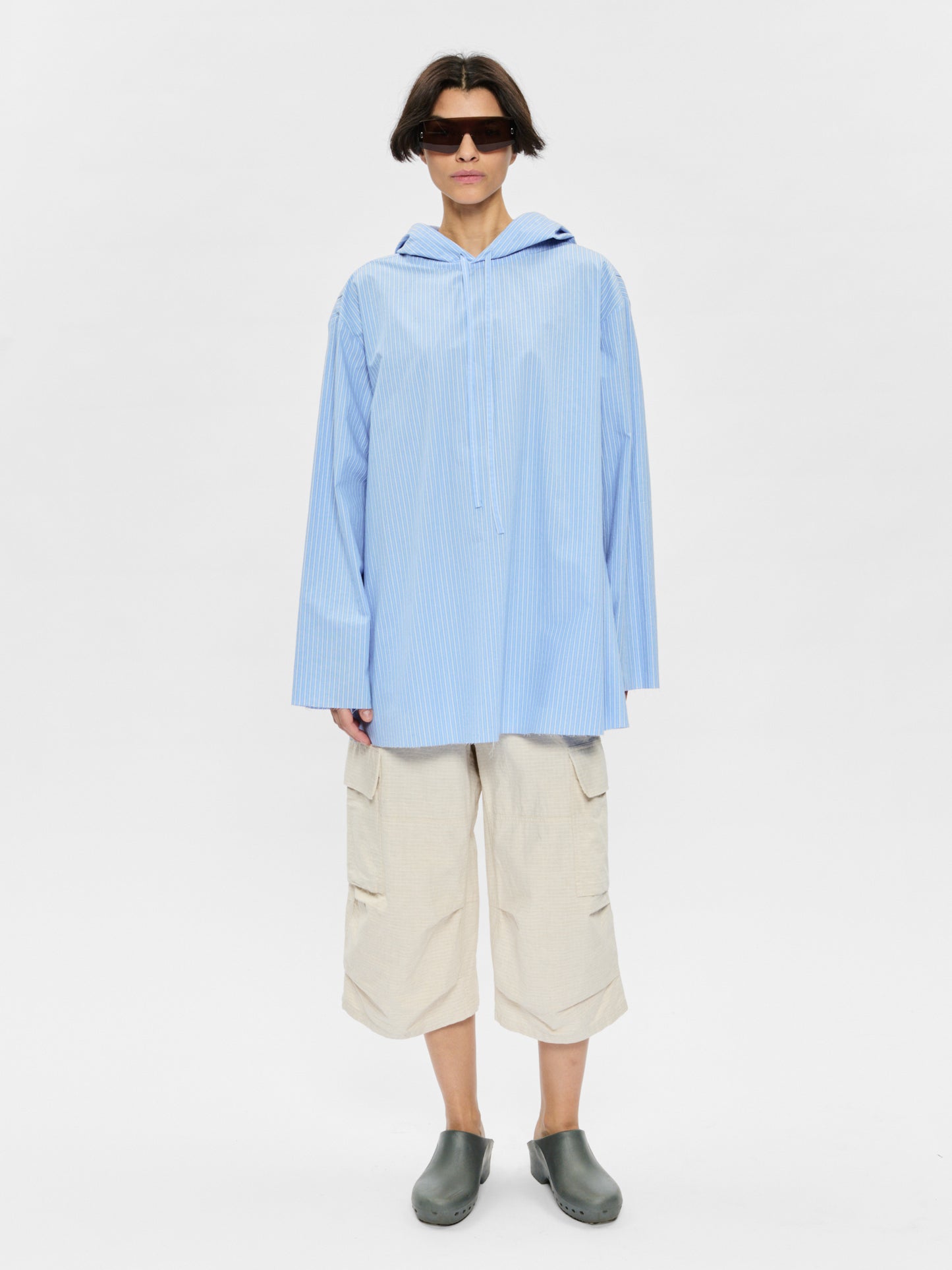 Hooded Shirt Blue Stripe