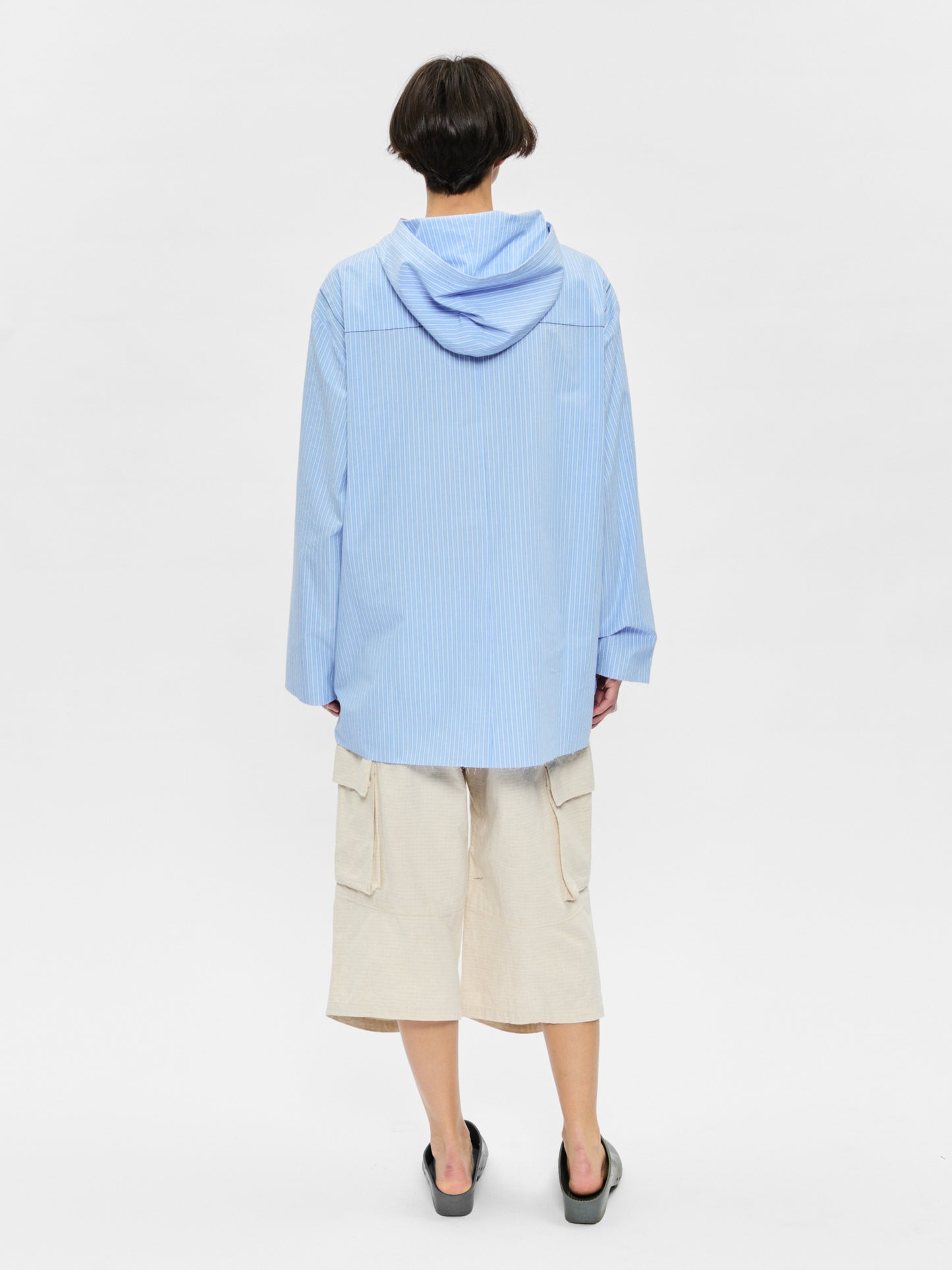 Hooded Shirt Blue Stripe