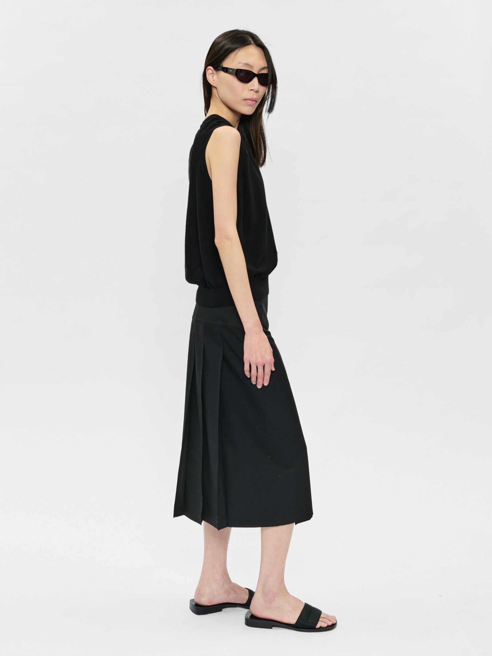 Pleated Wrap Skirt Jet – 6397