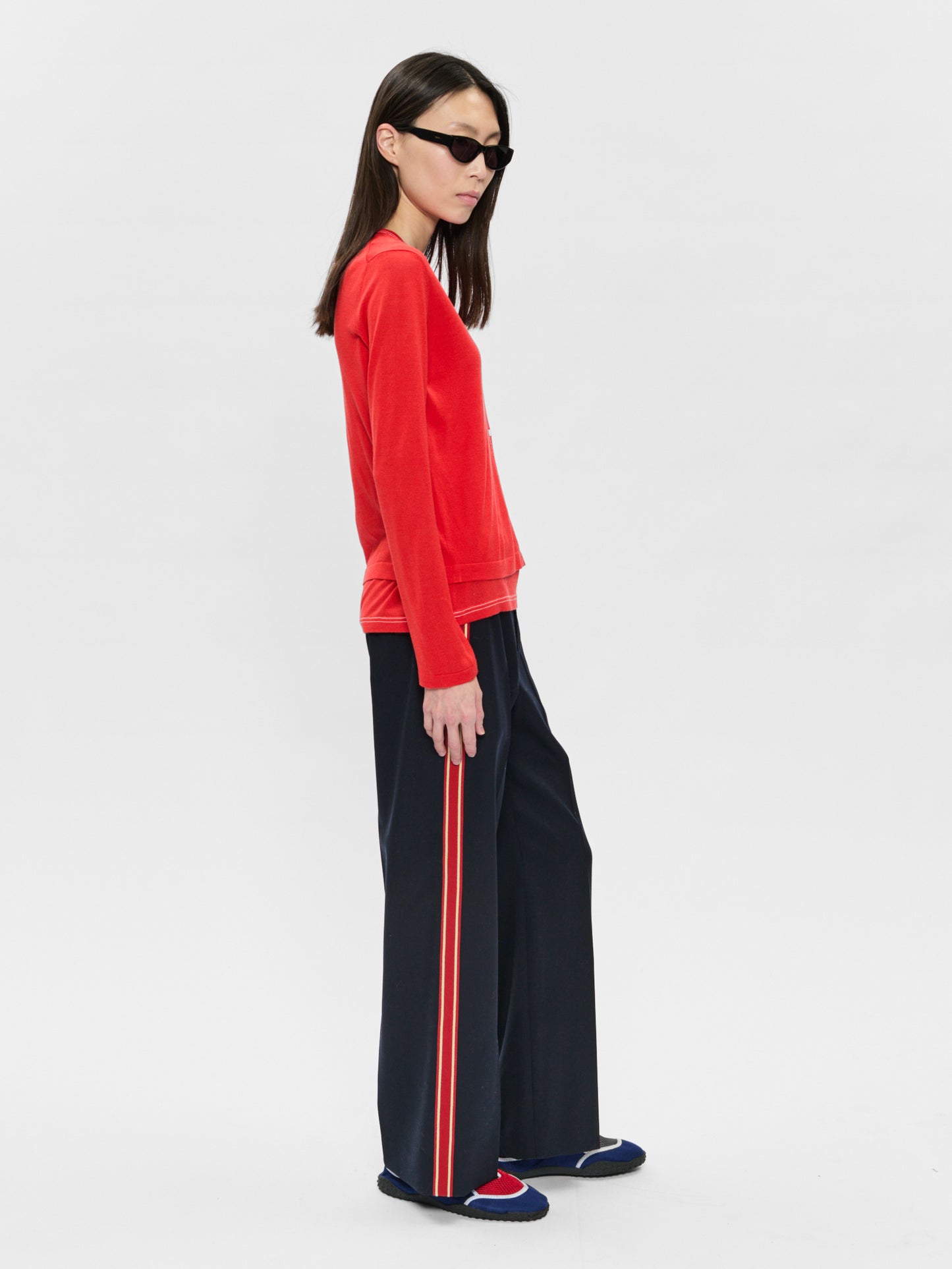 Contrast Stitch Cardigan Tomato