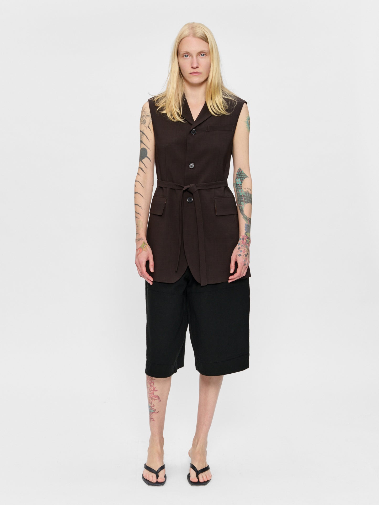Sleeveless Blazer Brown