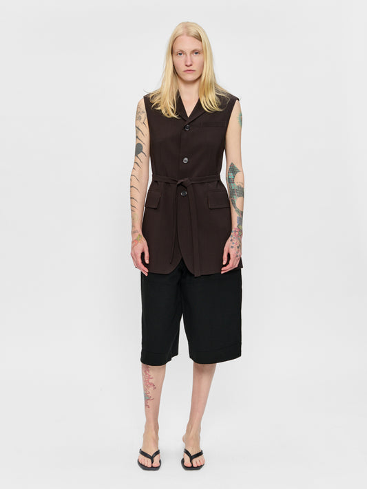 Sleeveless Blazer Brown