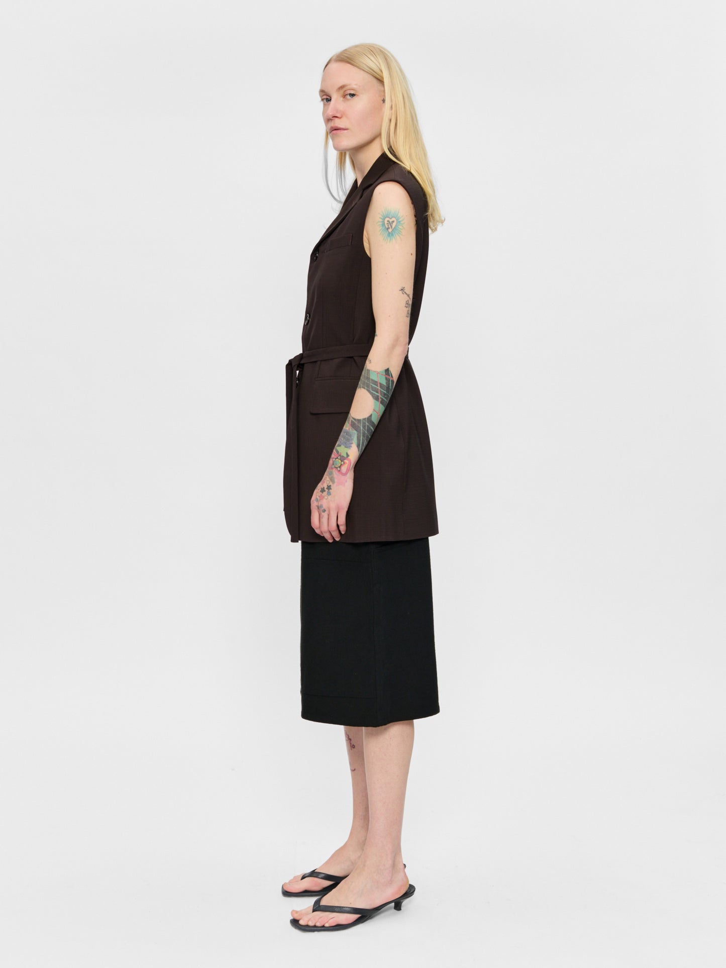 Sleeveless Blazer Brown