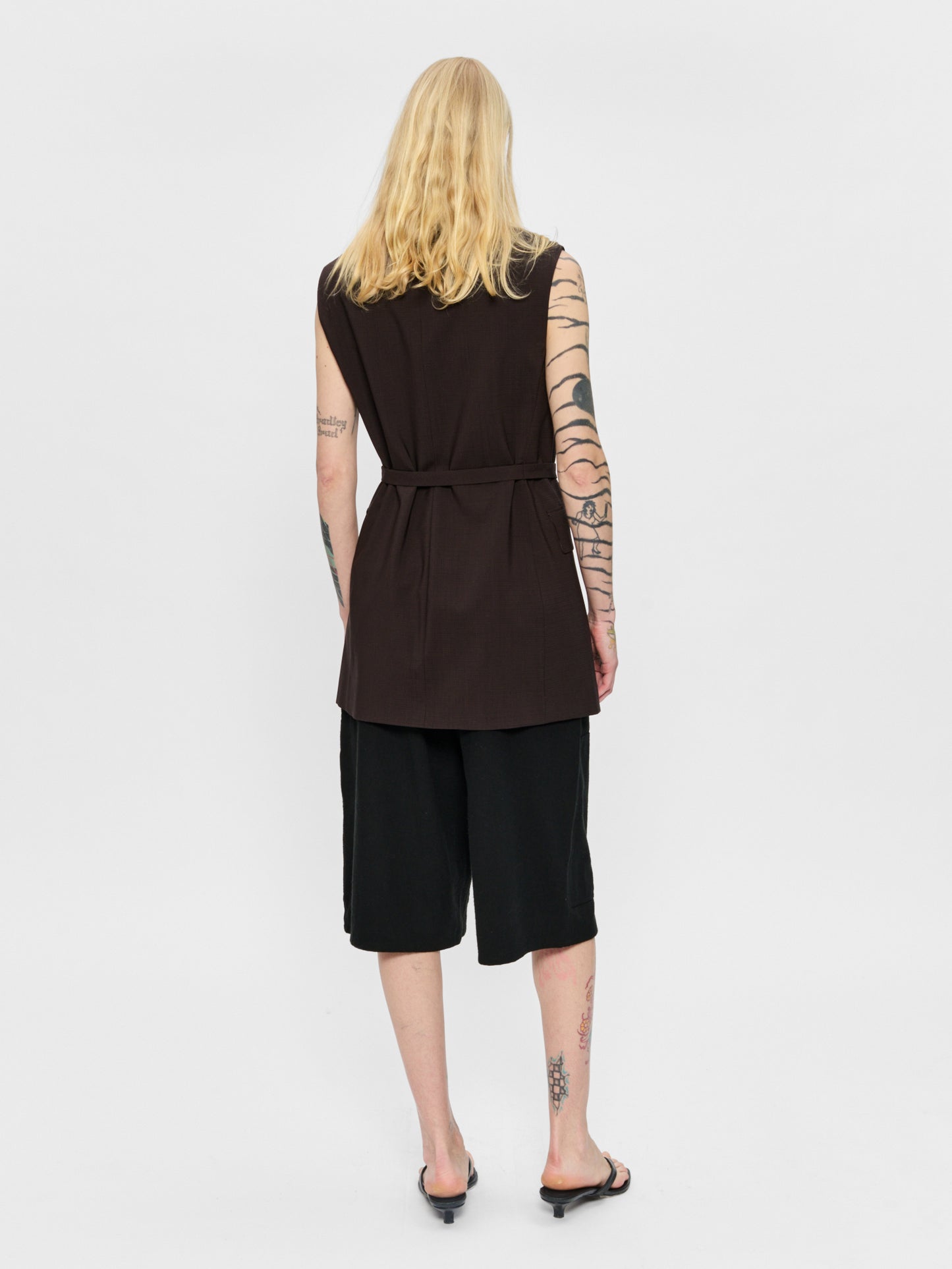 Sleeveless Blazer Brown