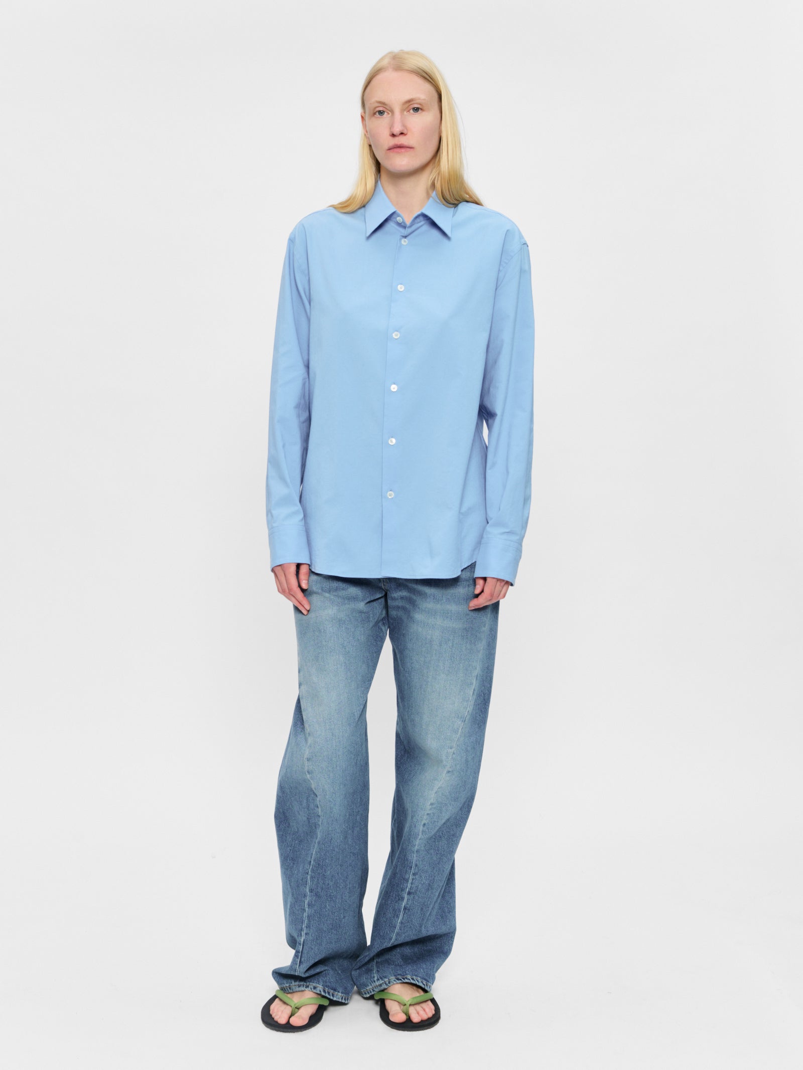 6397 Women's Dress Shirt Oxford Blue Size Small