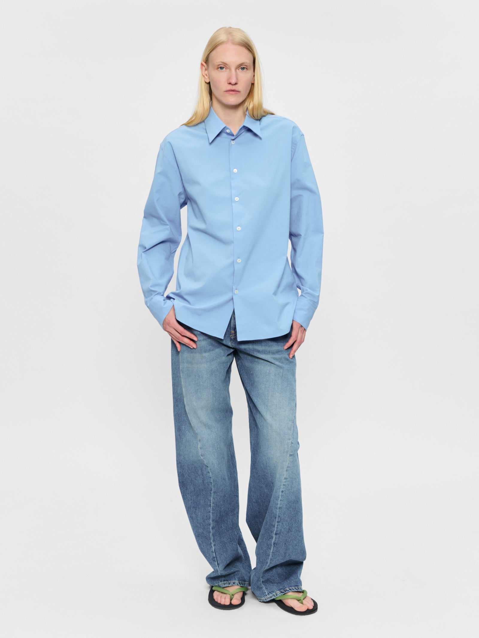 6397 Women's Dress Shirt Oxford Blue Size Small