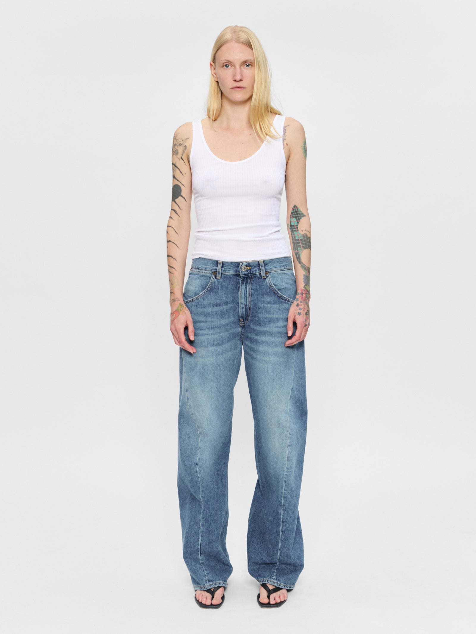 Big Twisted Seam Jean Soft Mid Blue – 6397
