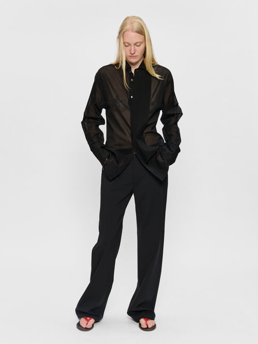 Micro Pleat Formal Shirt Black