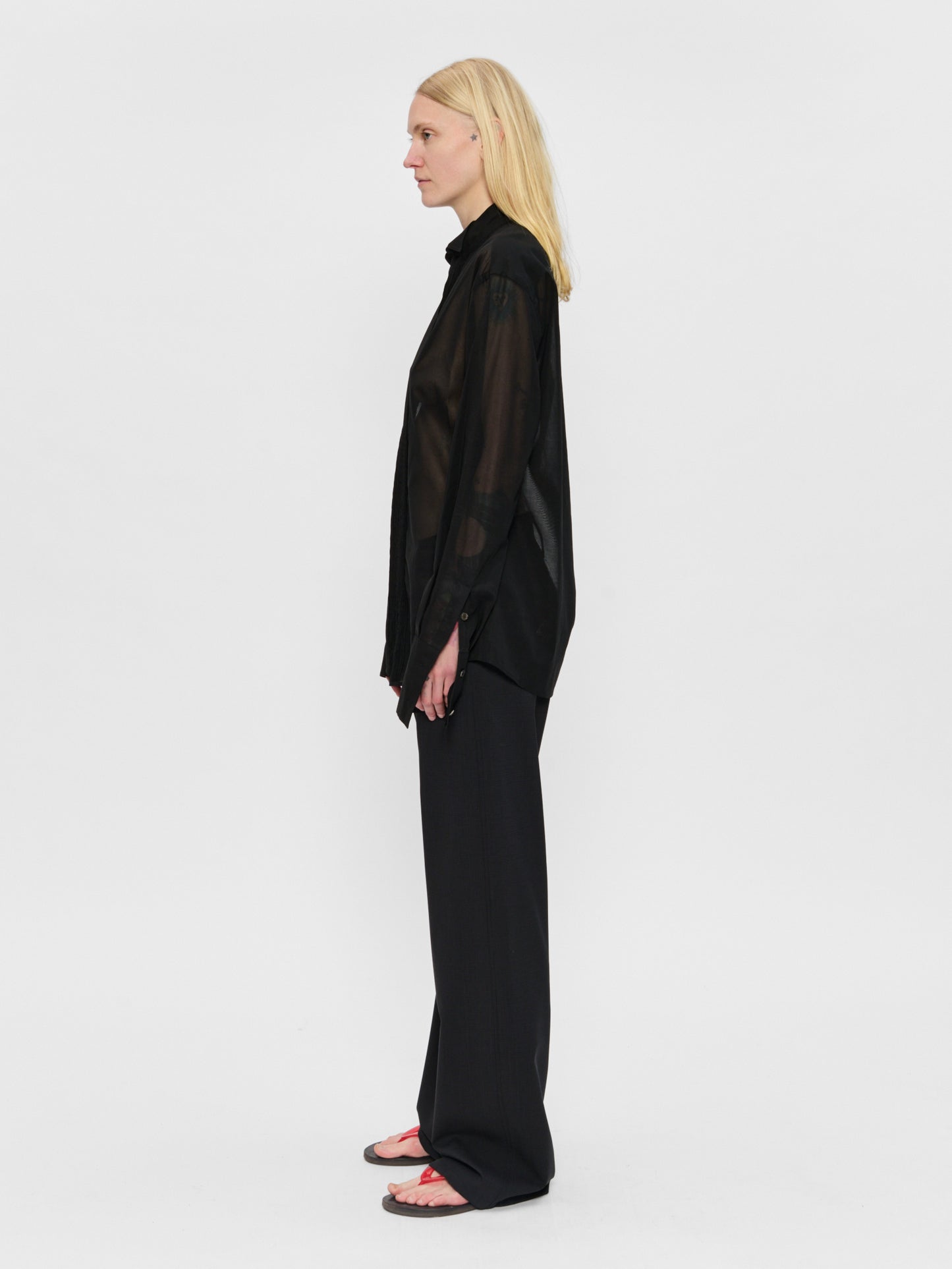 Micro Pleat Formal Shirt Black