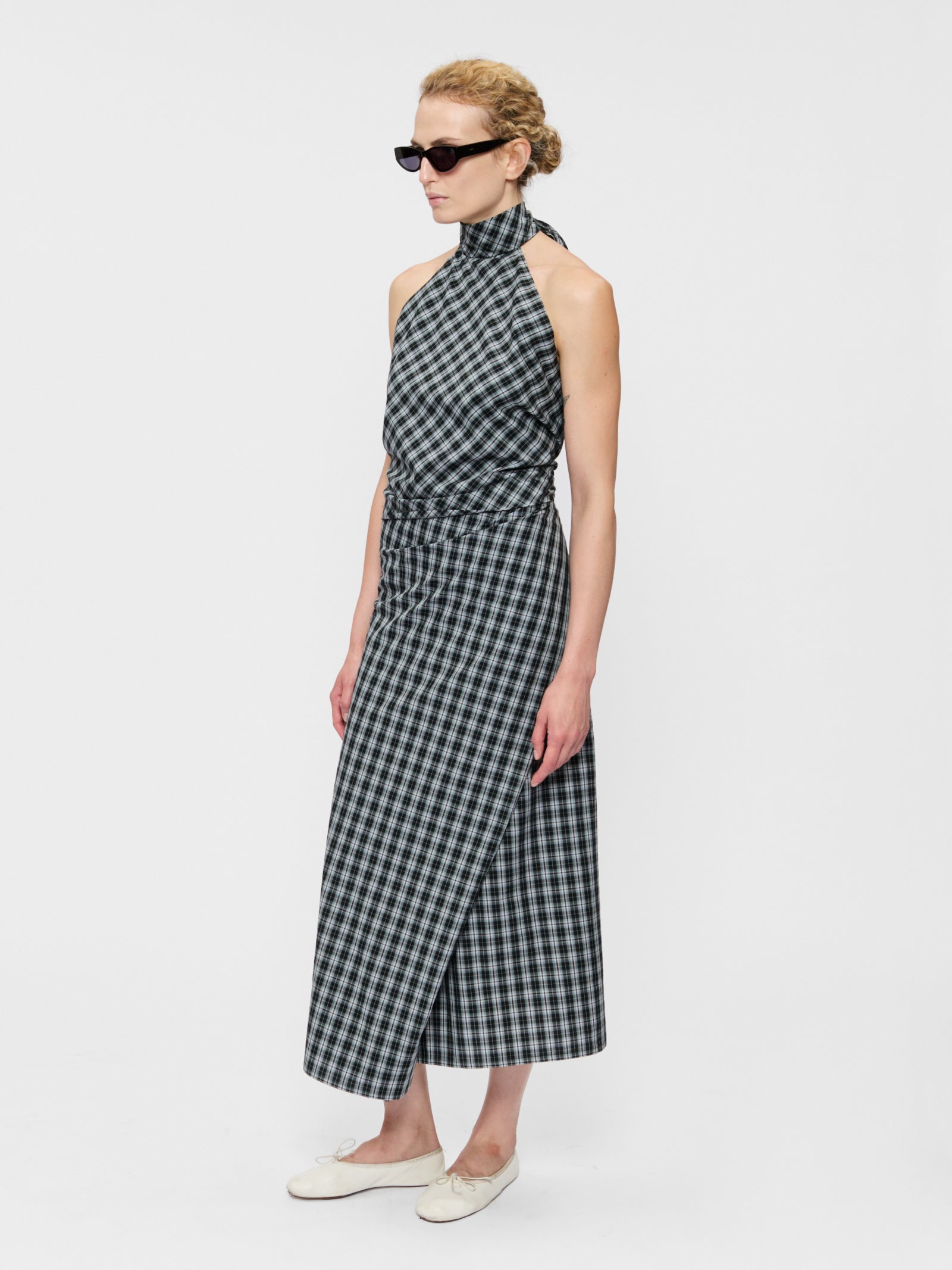 Draped Wrap Skirt Black Plaid – 6397