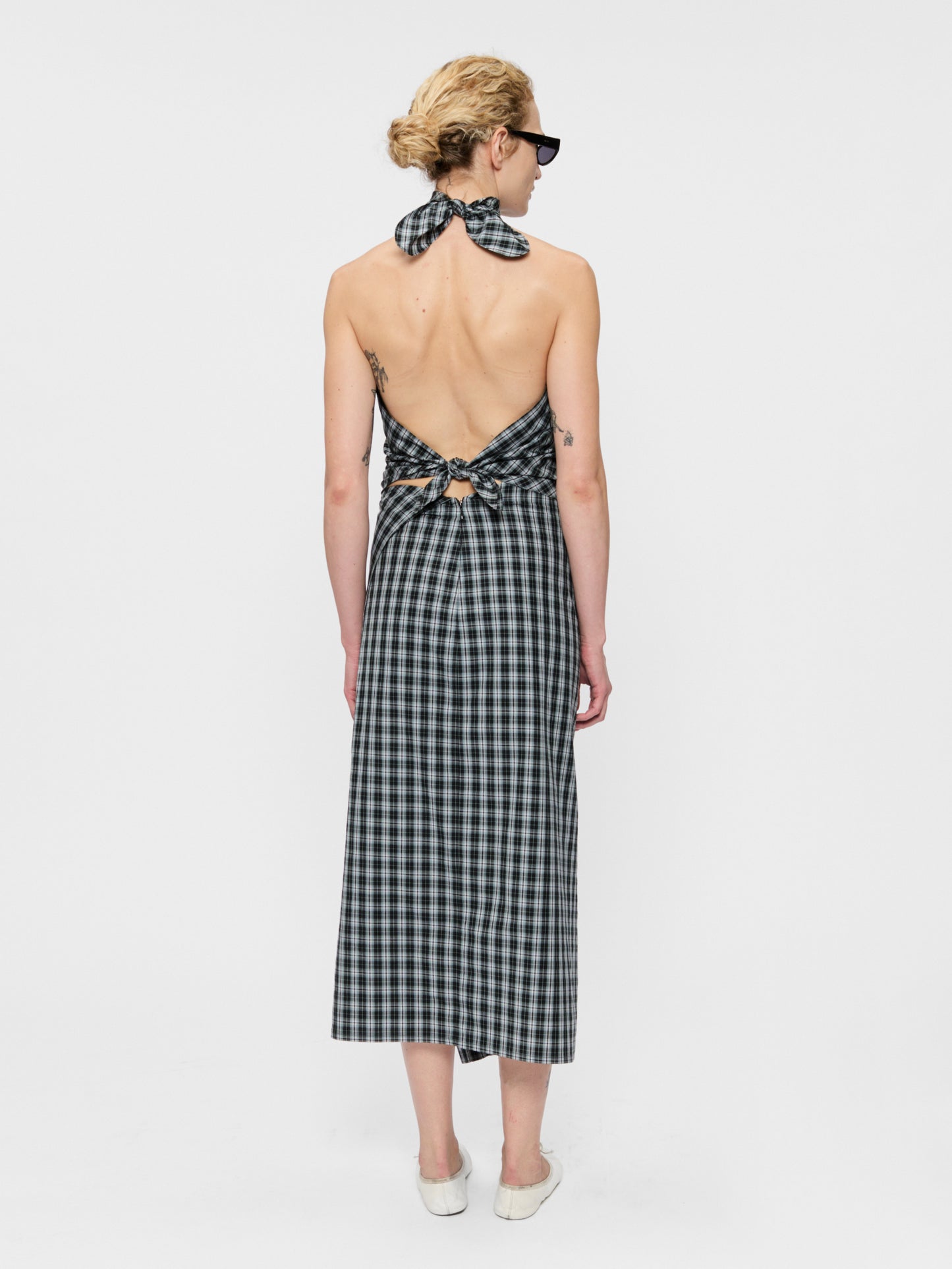 Draped Wrap Skirt Black Plaid