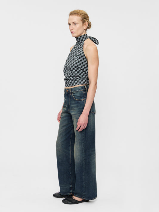 Scarf Top Black Plaid
