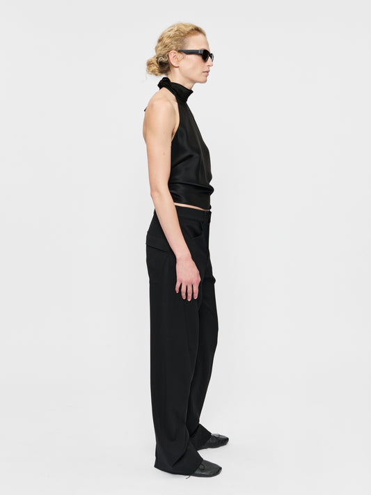 Scarf Top Black Satin