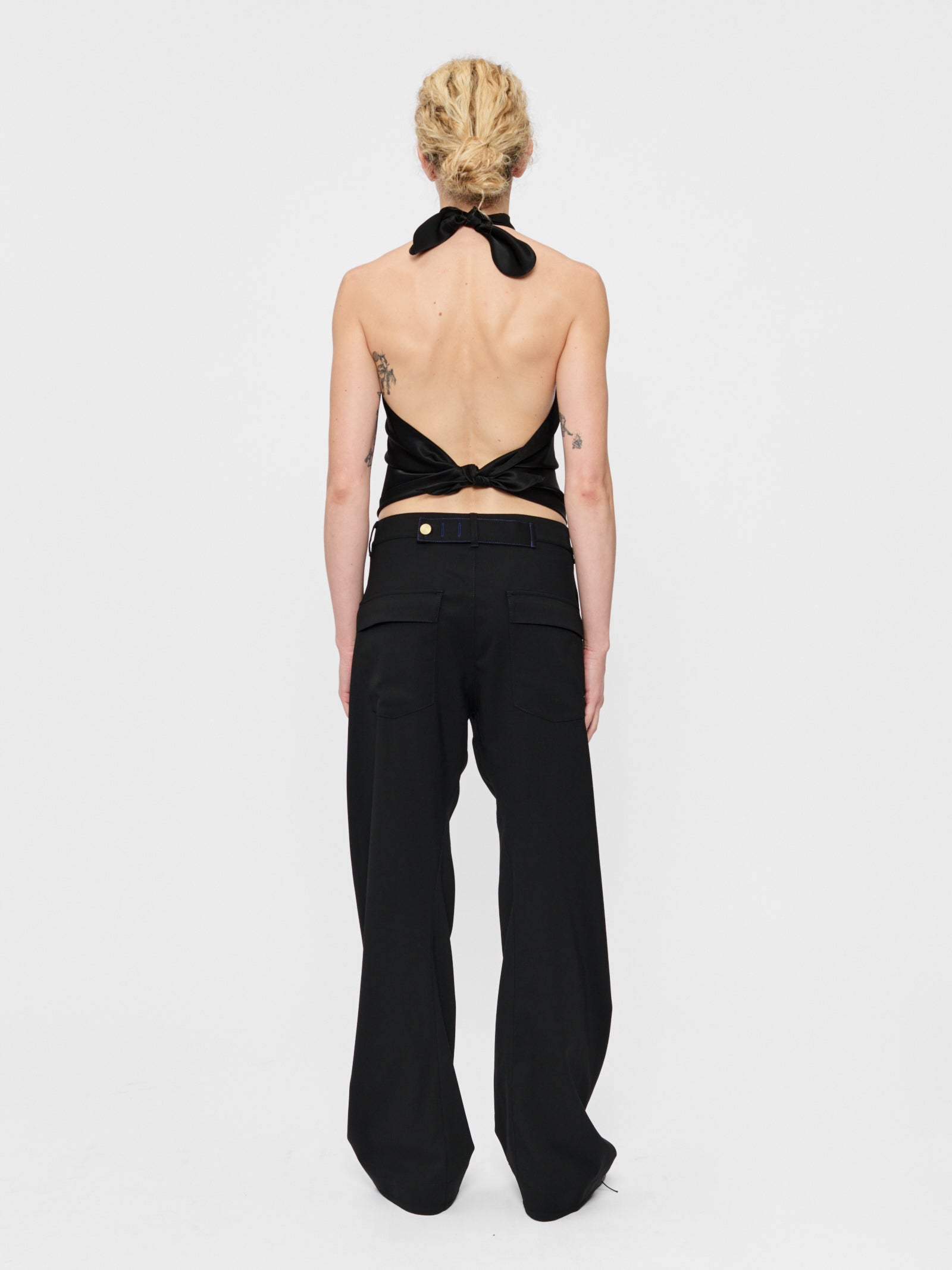 Scarf Top Black Satin – 6397