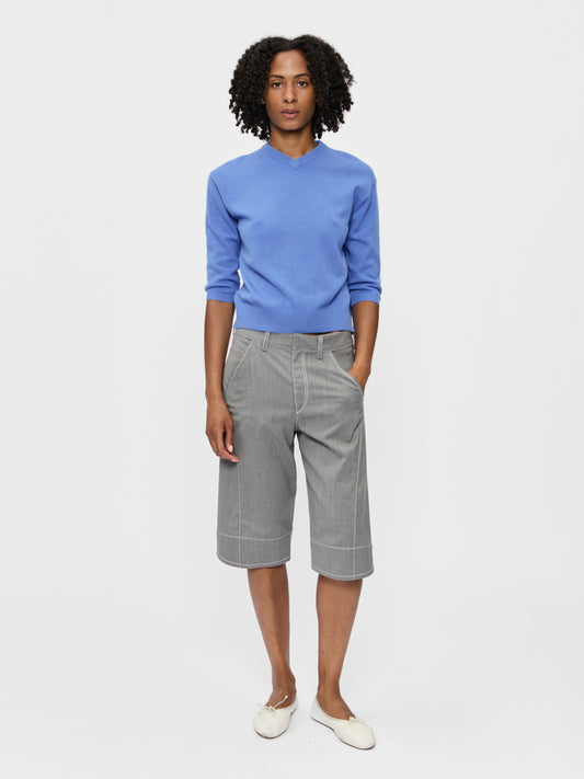 Elbow V Neck Cornflower
