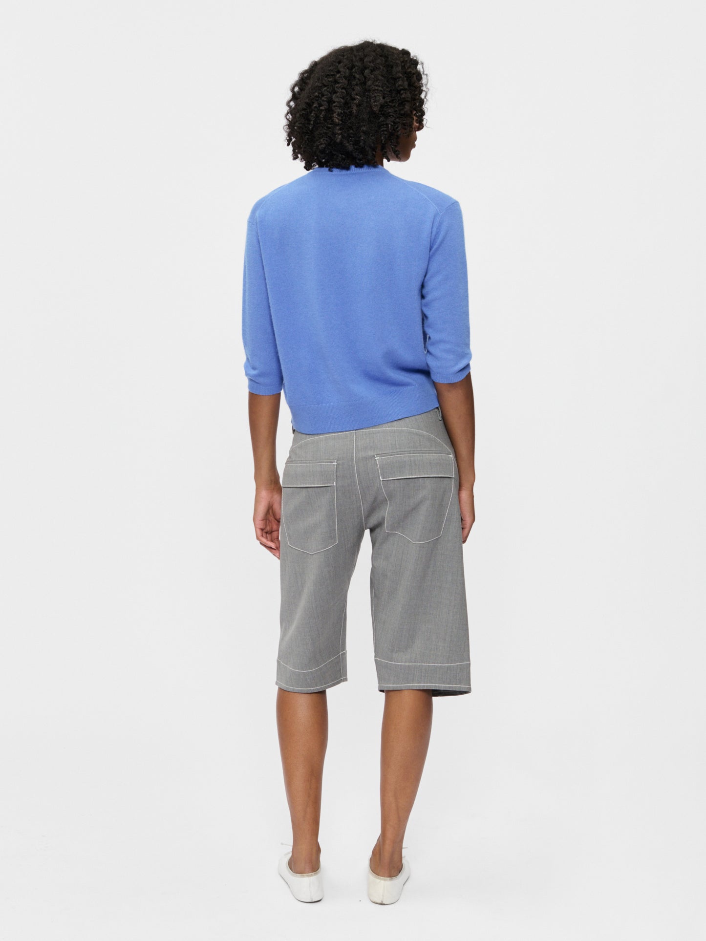 Elbow V Neck Cornflower