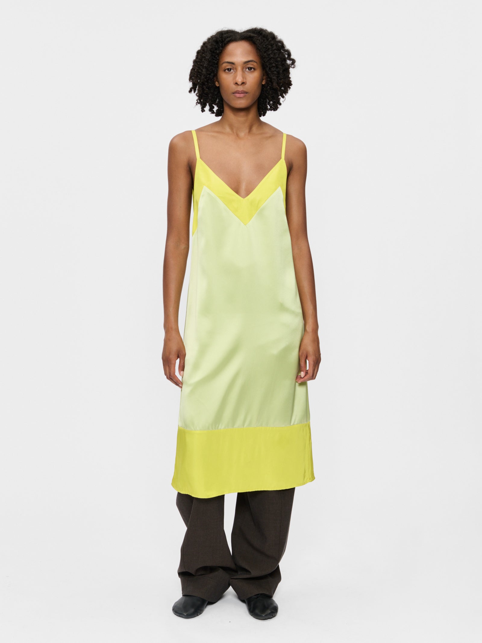 6397 Women's Framed Slip Dress Citron Size Large