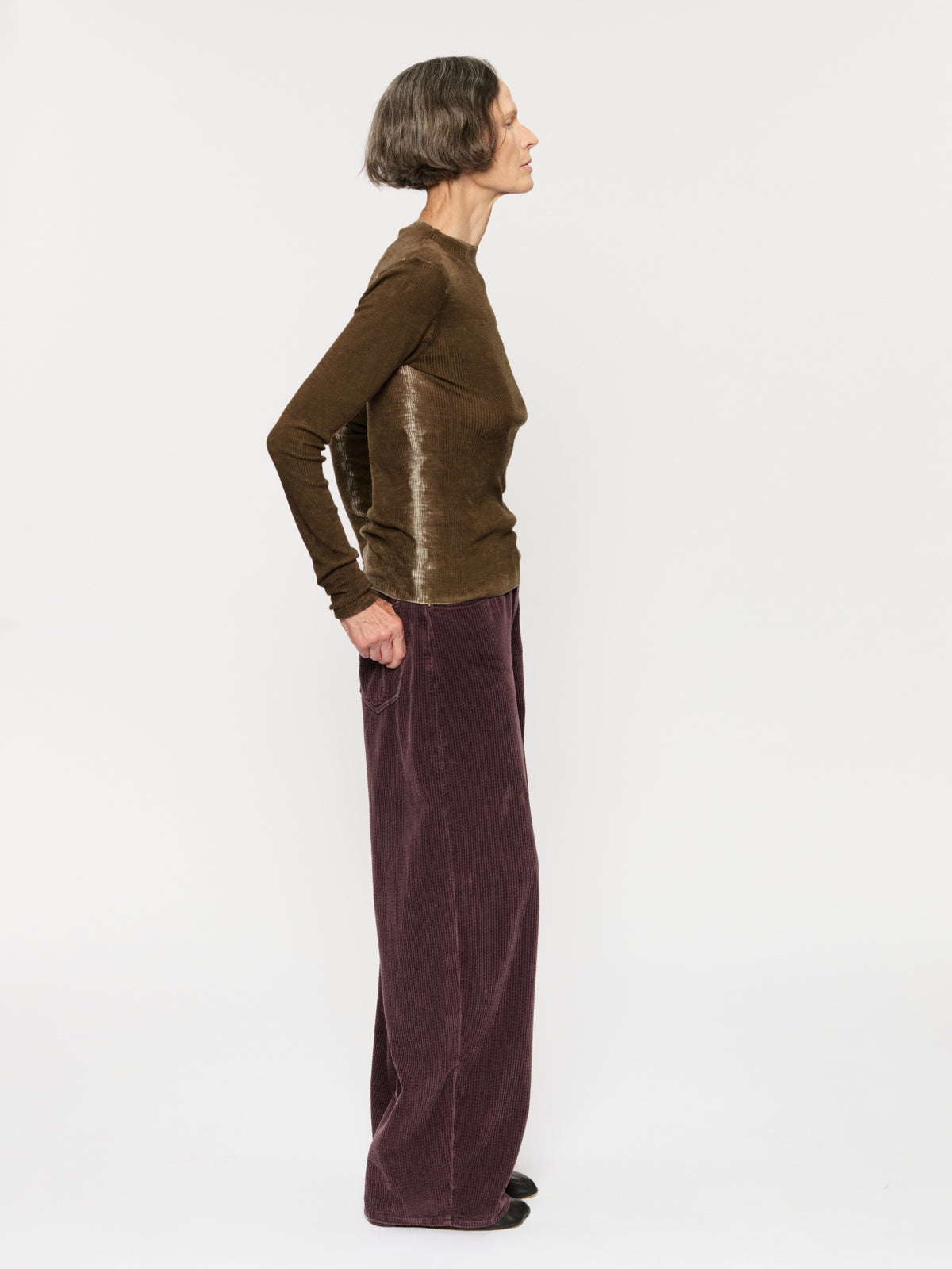 Printed Rib Mockneck Caper