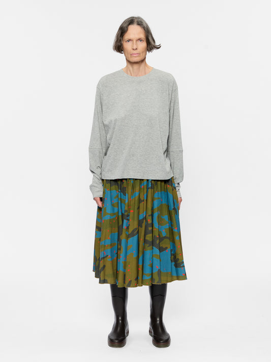 Pull-On Pleated Skirt Caper Miro