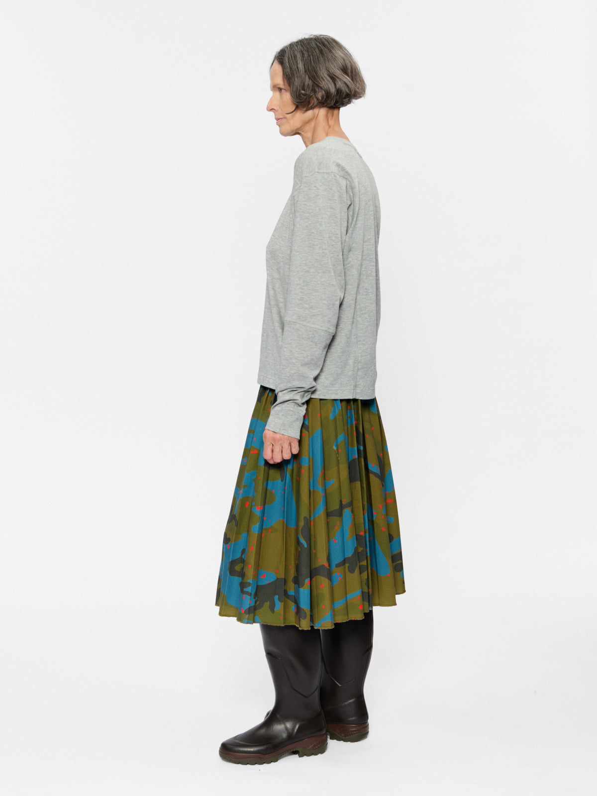 Pull-On Pleated Skirt Caper Miro