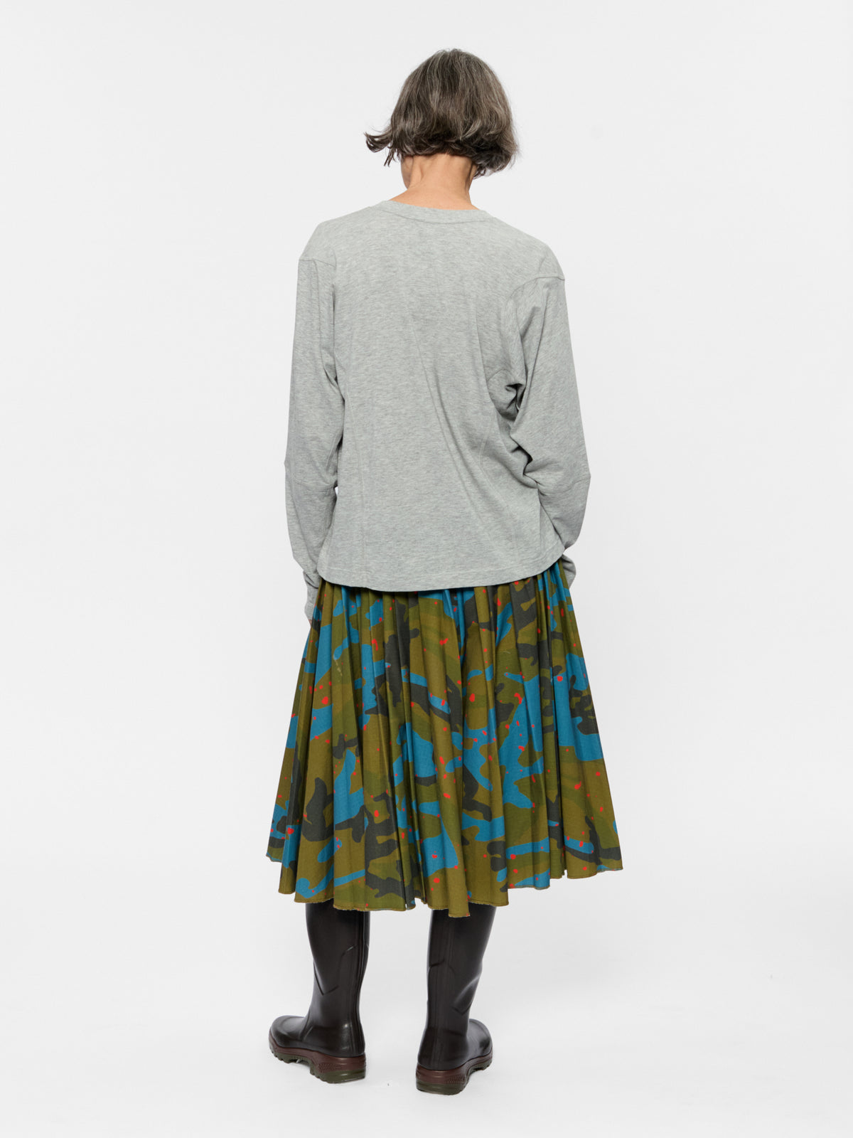 Pull-On Pleated Skirt Caper Miro
