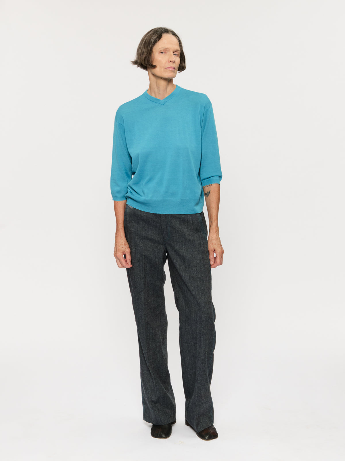 Elbow V-Neck Turquoise