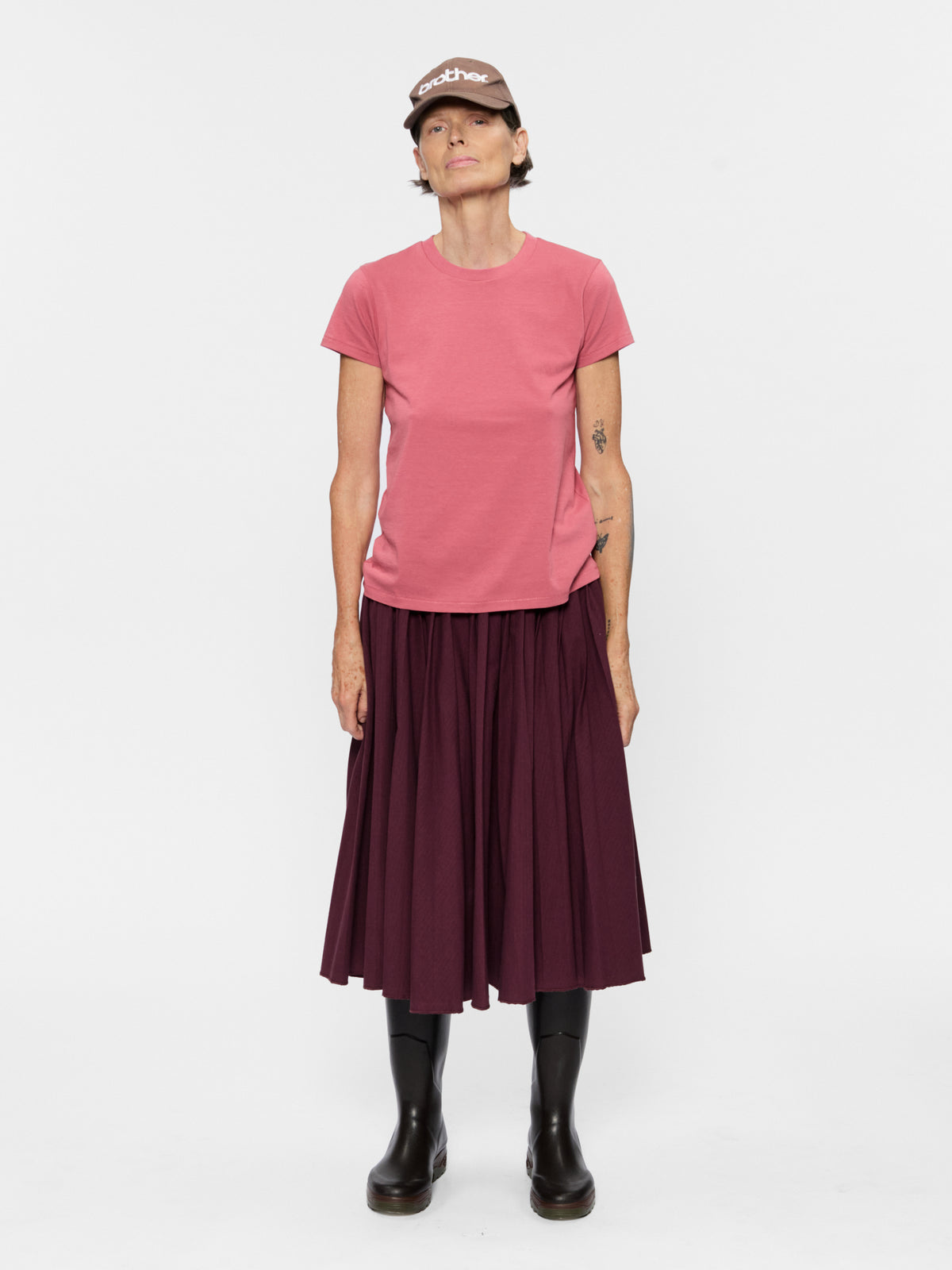 Pull-On Pleated Skirt Boysenberry