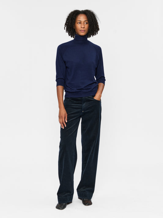 Elbow Sleeve Turtle Neck Navy