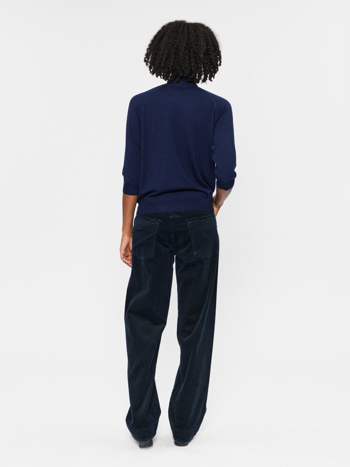 Elbow Sleeve Turtle Neck Navy